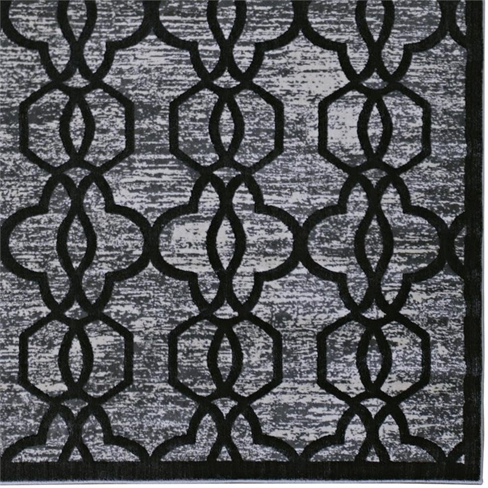 BOWERY HILL Iron Gate Polyester 8'x11' Rug in Gray and Black
