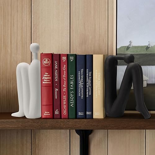 Miniatura 6 de Sujetalibros decorativos para estanterías sujetalibros modernos para decoración de estanterías, soporte resistente para libros y tapón de libros,