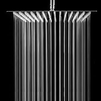 ANMEX 12x12 (12inch) UltraSlim Stailness Steel Heavy Rain Shower Head with 24inch SS Arm (Silver,Chrome Finish)