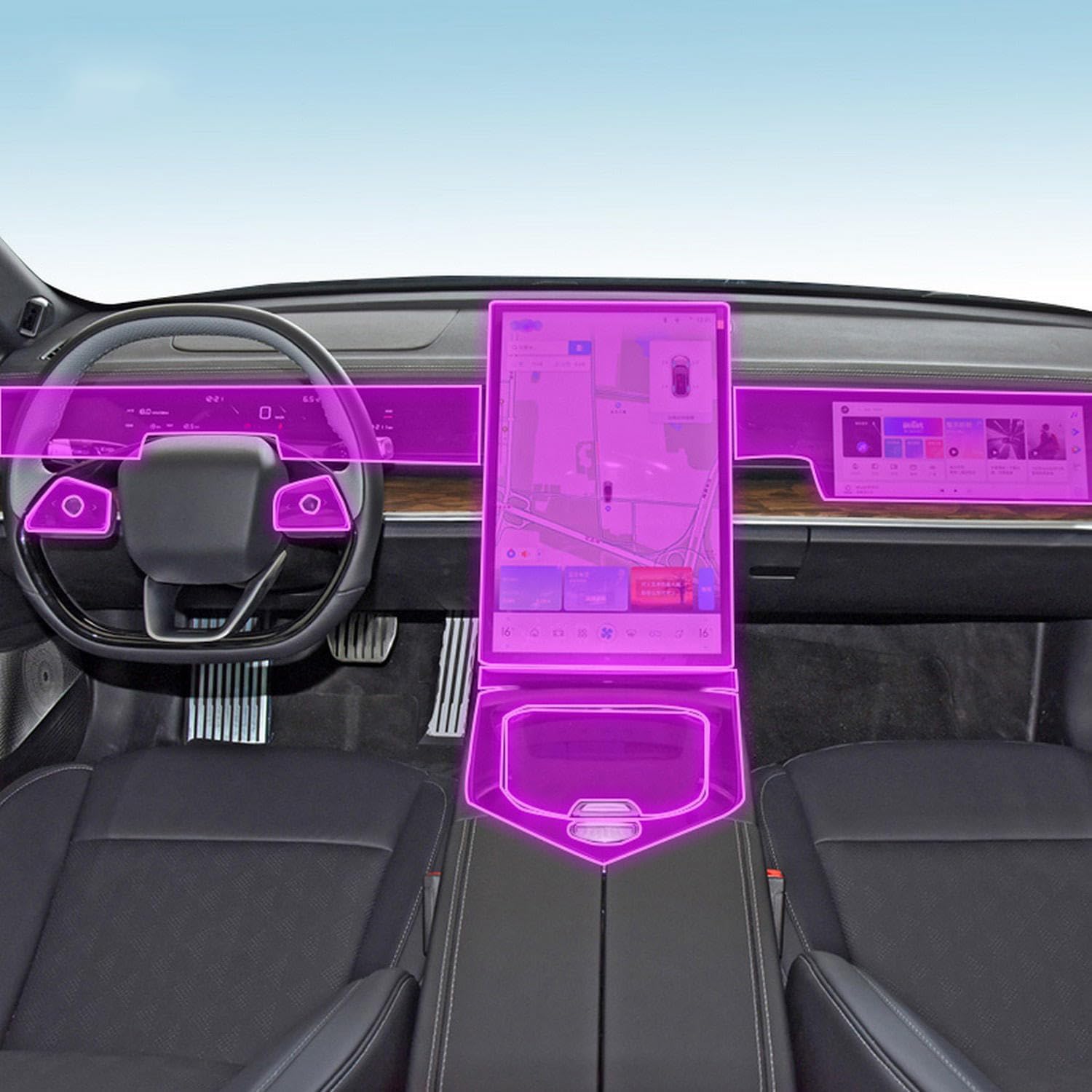 Car Interior Center Console Transparent TPU Protective Film Anti-Scratch Repair Film Accessories PPF，for NETA EP40 S 2022-2023