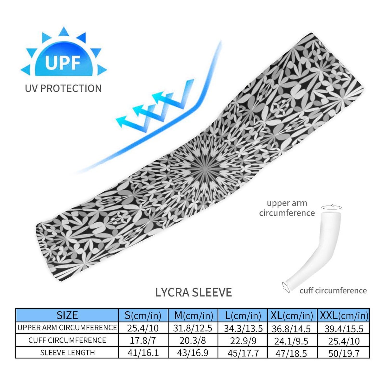 Xmkltbz 1 Pair Cooling Arm Sleeves, Unisex Warmer Spandex Sports Cover Uv Sun Protection for Cycling Golf Running L Print Retro Kaleidoscope Mandala Floral Flower Tribal Ethnic Motifs