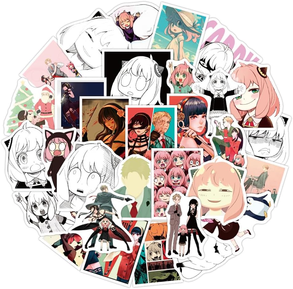 102pcs SPY×Family Stickers for Teens Kids，Funny Anime Spy Decals for Teens，Vinyl Waterproof Yor Anime Sticker for Laptop，Phone，Hard Hat，Skateboard，Scrapbooking，Gifts for Kids/Adults