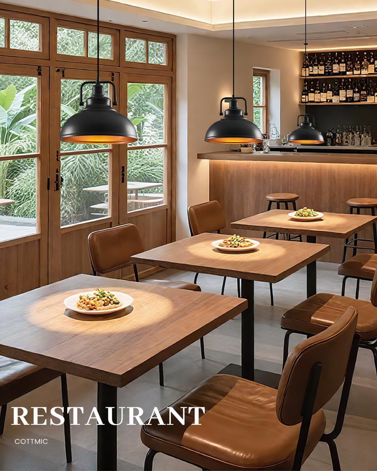 Black Pendant Lights Farmhouse Pendant Light Fixture 11.5in 2 Pack, Adjustable Height, Vintage Pendant Lights for Kitchen Island, Dining Room Barn, Bar, Living Room