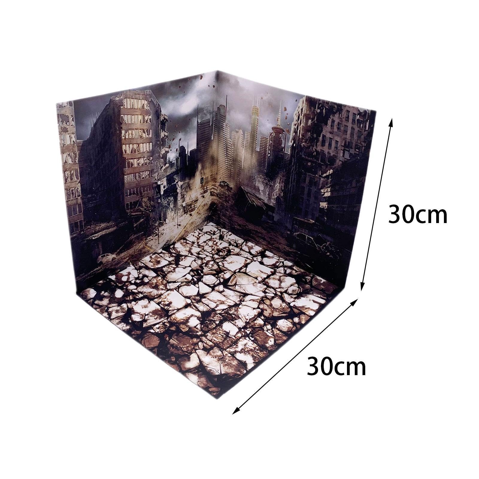 Background Display Case per Collezione di Figure Contenitore Modelli Auto Garage Simulato Esposizione Diorama Miniatura in Foglio PVC Ideale per Decor, rovine