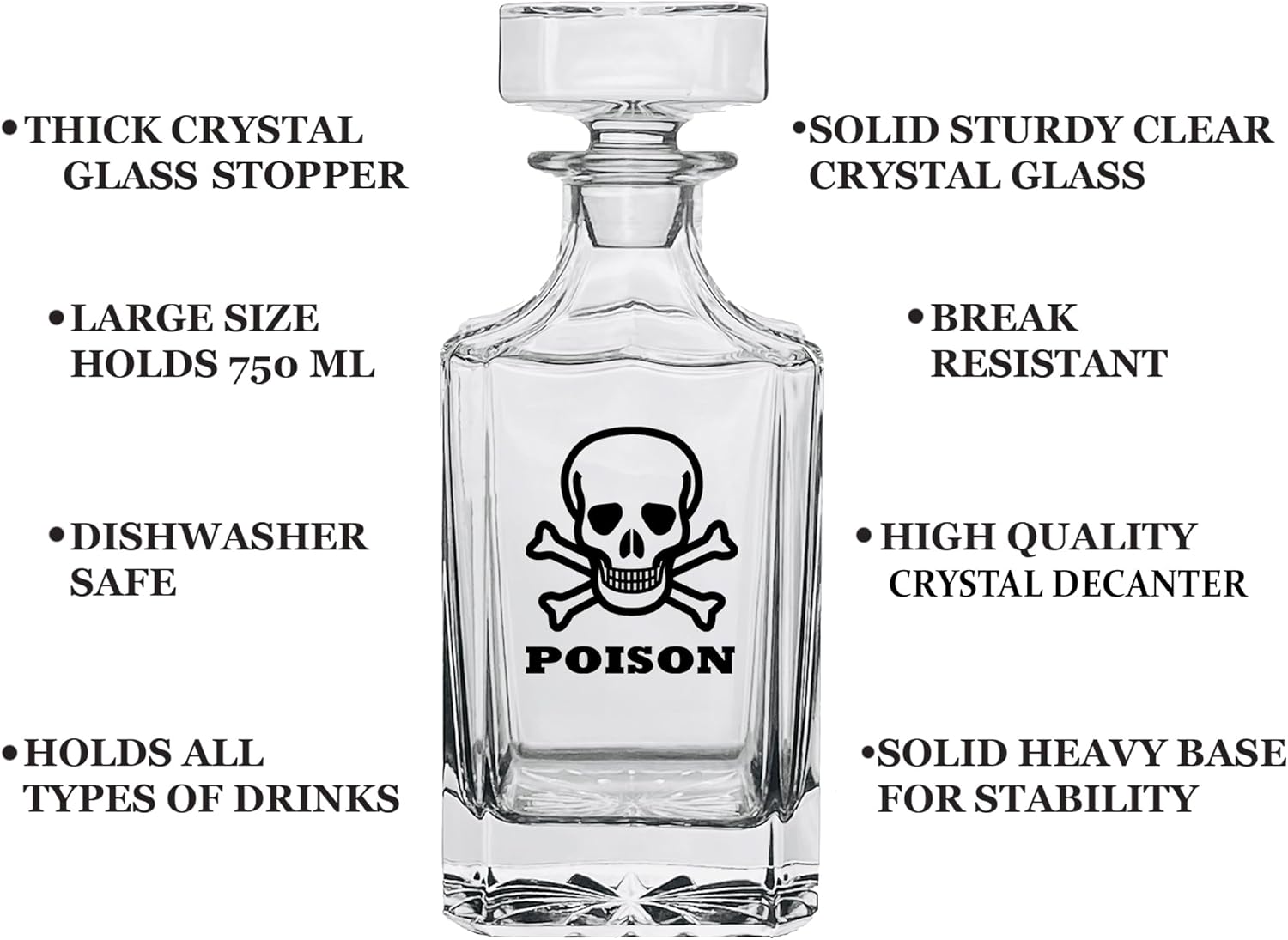 Rogue River Tactical Funny Joke Poison Whiskey Decanter With Glass Stopper Custom Gift For Men Dad Veteran Father's Day