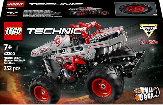 LEGO Technic Monster Jam ThunderROARu Pull-Out Toy Truck – Car Building Set for Boys and Girls Ages 7 and Over Who Love Creative Games, Gift Idea 42200 (232 Pieces)