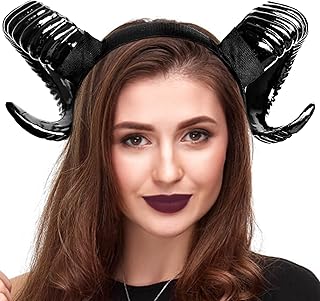 Devil Horns Headband, Black Devil Horns Black Horns Maleficent Headband for Halloween Costume Cosplay (Black double horns)
