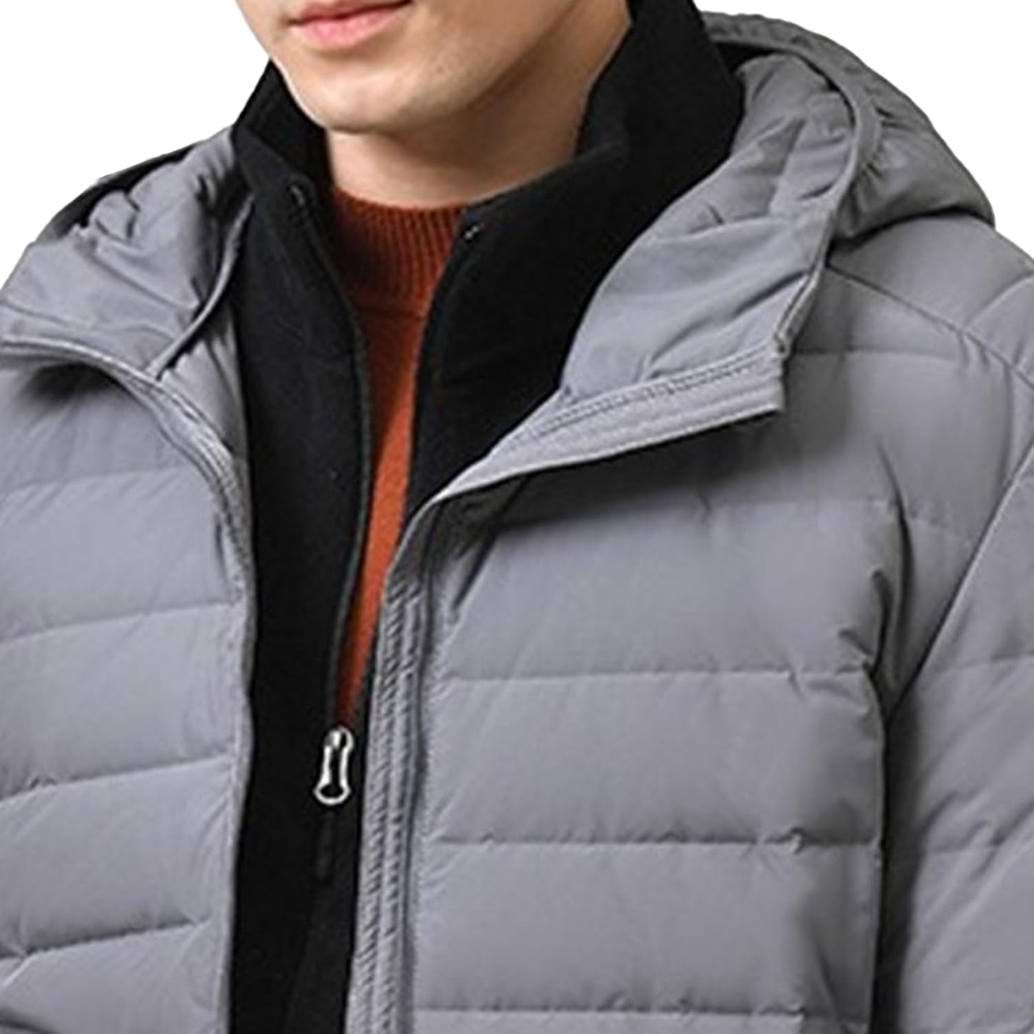 DGHM-JLMY Men's Warm Puffer Jackets Stand Collar Hooded Quilted Short Jacket Lightweight Slim Fit Winter Down Coats