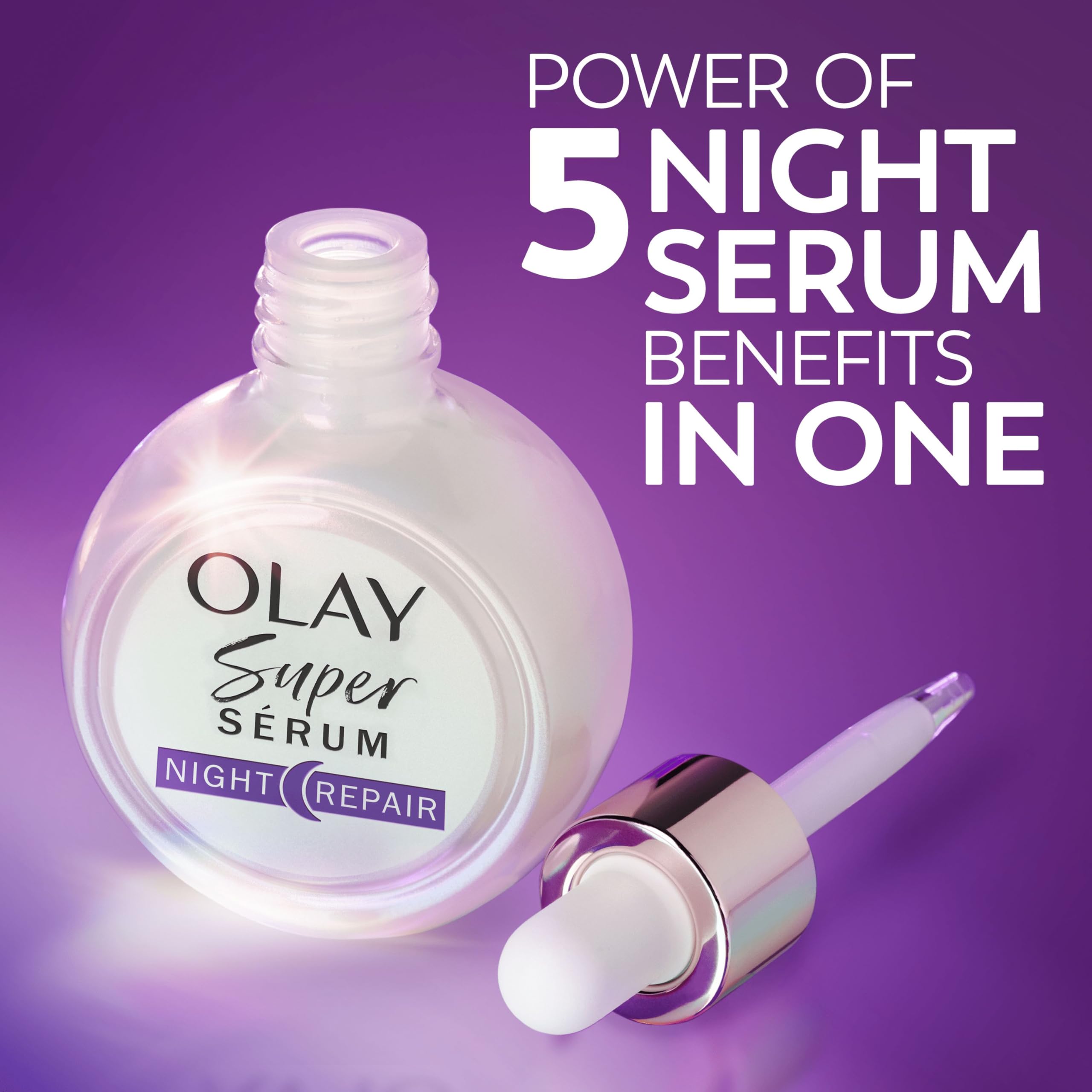 Olay Super Serum Night Repair, Hydrating Face Serum with Niacinamide, Peptide - Image 2