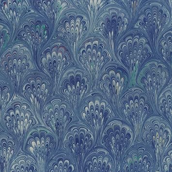 Handmade Italian Marble Paper- Peacock Blue 19.5 x 27" Sheet Previous
