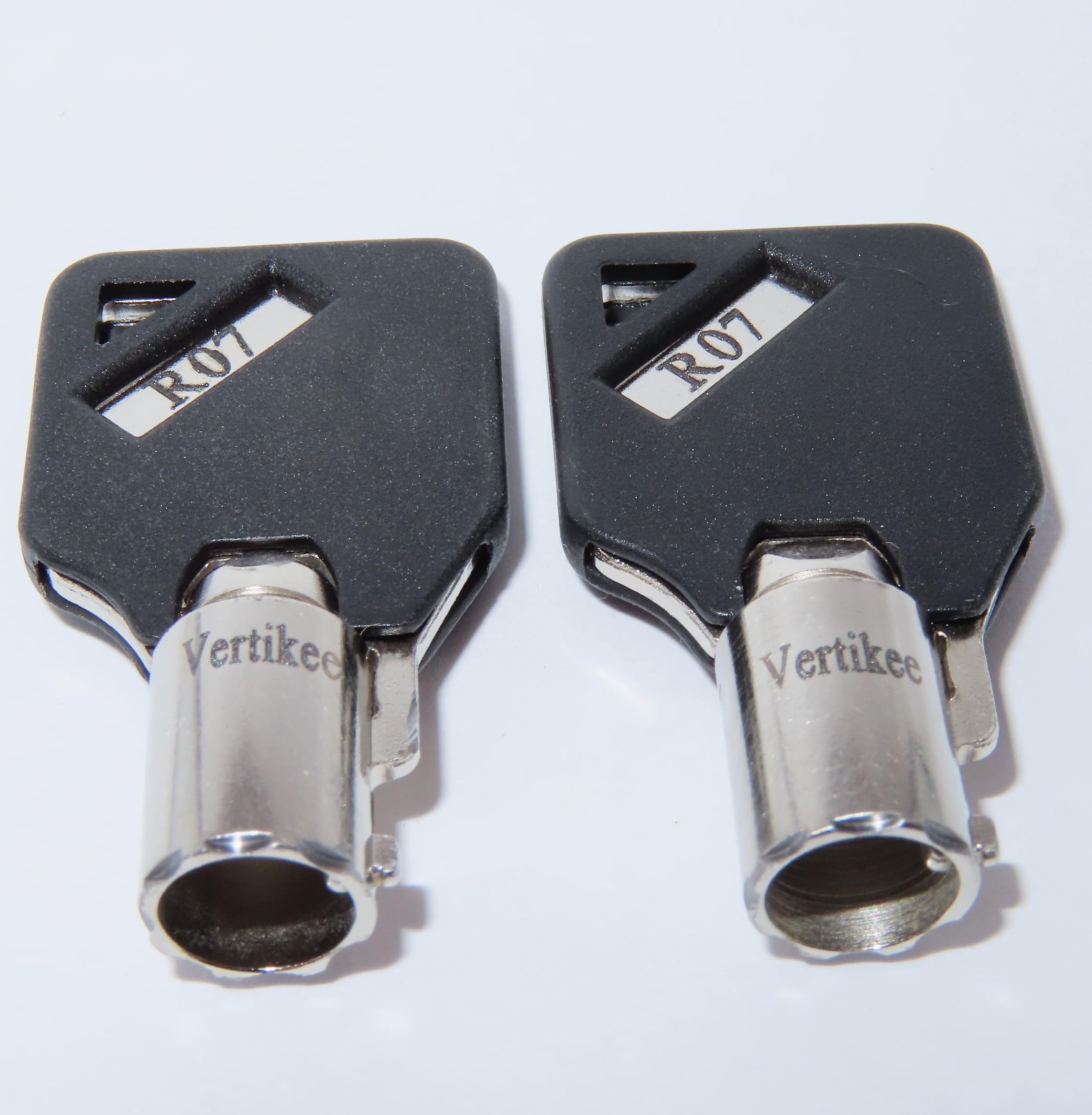 R07 Keys Compatible with Husky Milwaukee & Steel Glide R07 Tool Box Tool Chest Replacement Lock Keys, 2 Cut R07 Replacement Keys with Black Caps. Vertikee(TM)