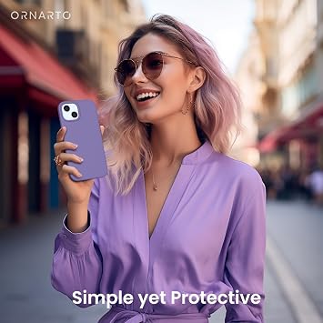 ORNARTO Compatible with iPhone 15 Case 6.1, Slim Liquid Silicone 3 Layers Full Covered Soft Gel Rubber Phone Case, Anti-Scratch Shockproof Protective Cover 6.1 Inch, Amethyst