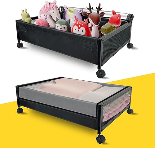Contenedores de almacenamiento debajo de la cama con ruedas, paquete de 2 organizadores de almacenamiento de zapatos debajo de la cama, cajón de