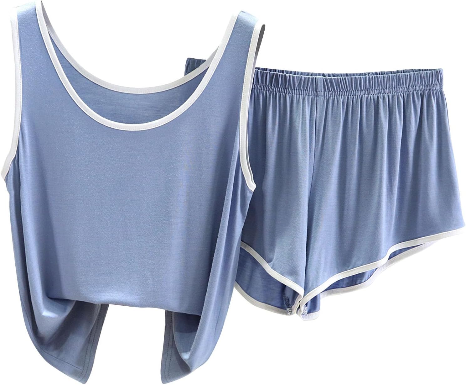 Womens Pajama Set Summer Casual Loose Fit Sleepwear Soft Comfy Sleeveless Tank Top and Shorts Pjs Soft Lounge Sets