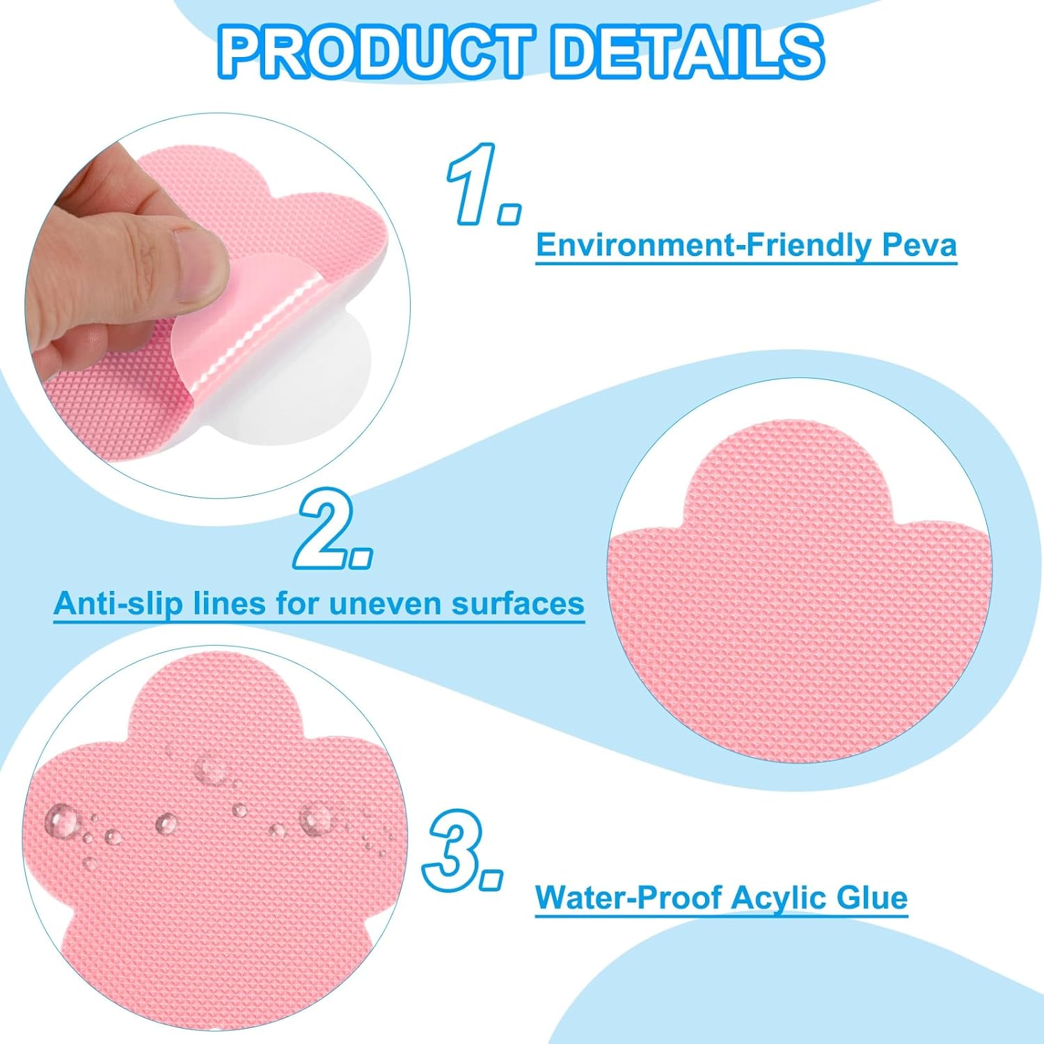 PATIKIL Bathtub Non Slip Stickers 3.4 x 3.4 Inch, 6 Pack Star Safety Shower Floor Anti Slip Stickers with Adhesive Decals Scraper for Bath Tub Shower Floor Stair, Pink