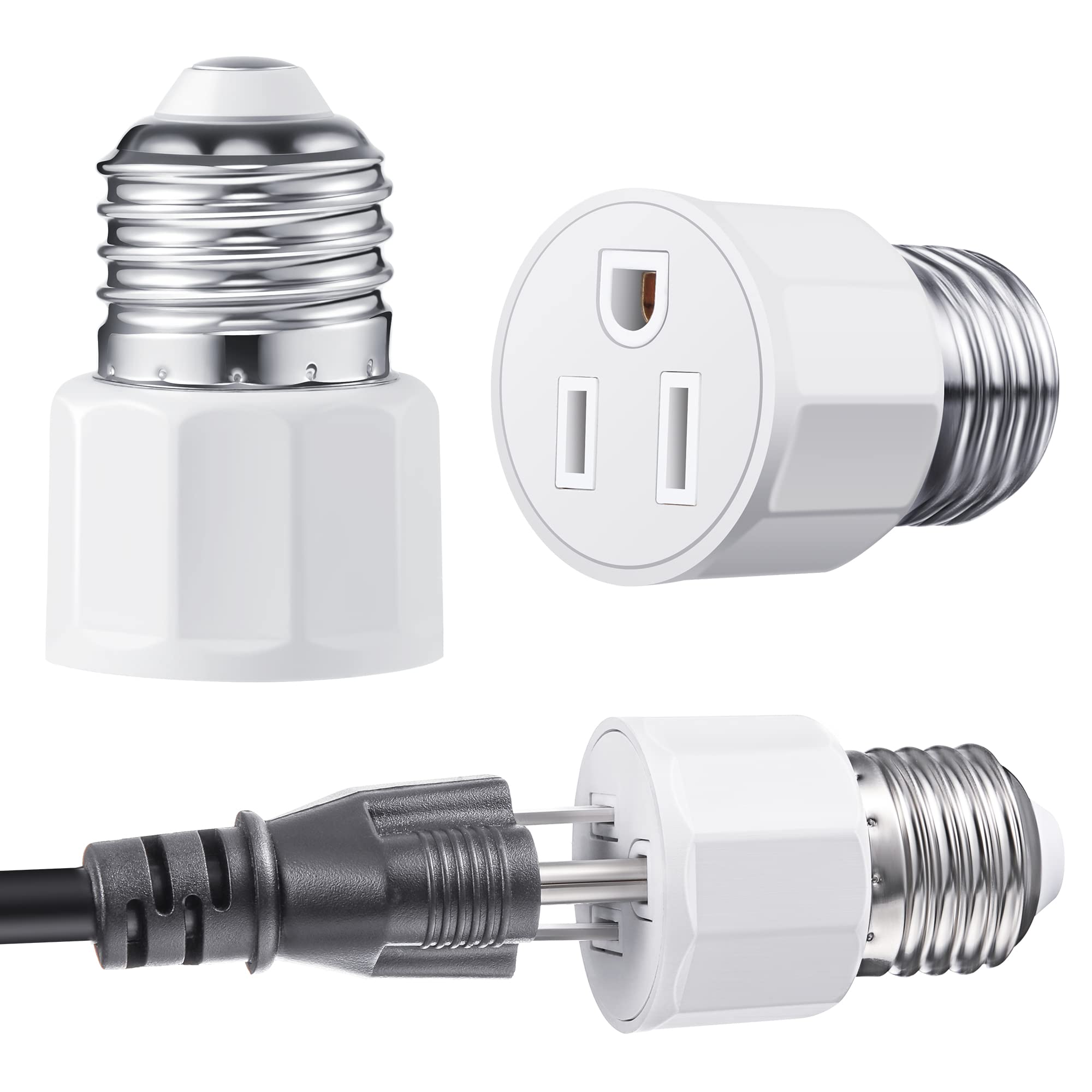 Buy E26/E27 3 Prong Light Bulb Socket Adapter, Polarized Light Socket