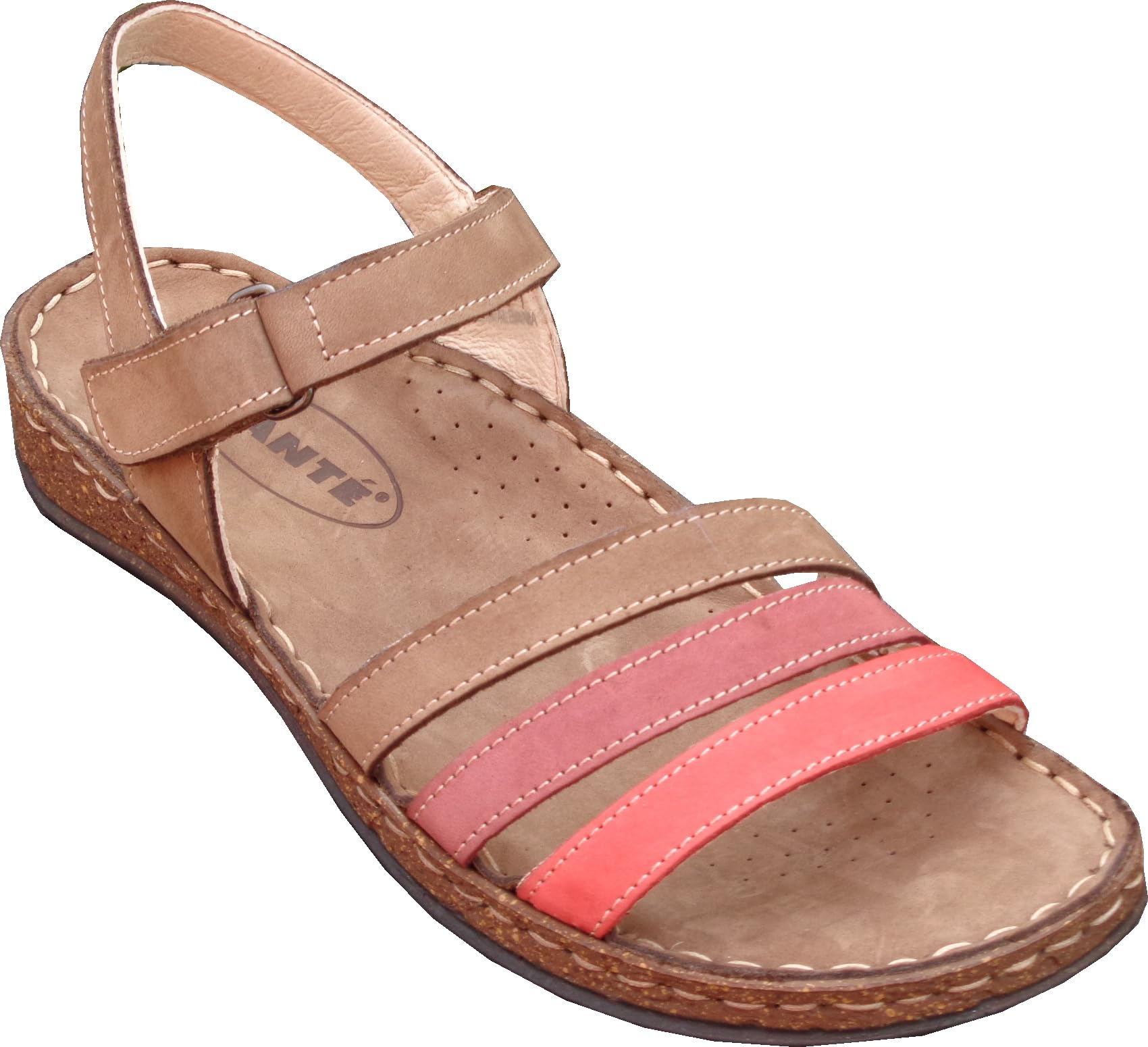 SANTE' - Soin et Confort - Sandale en cuir pour femme avec semelle intérieure anatomique - Souple et très confortable - Fabrication artisanale italienne