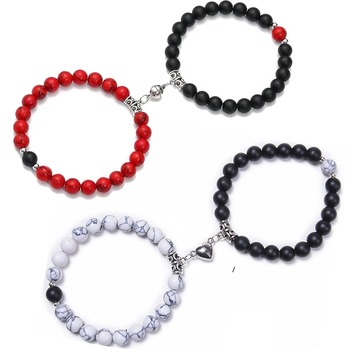 Fashion Frill Stylish Couple Bracelet For Women Men Beads Magnetic Couple