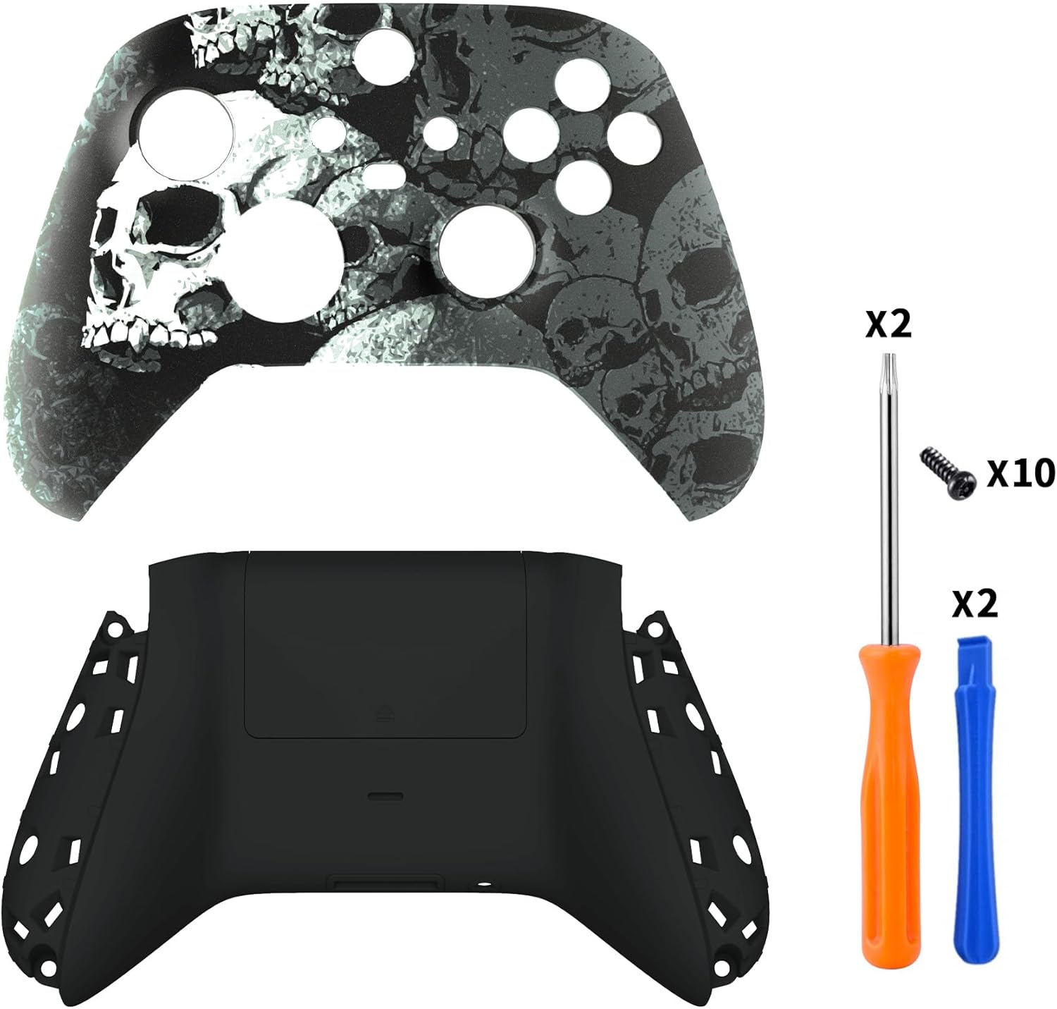 eXtremeRate Custom Lonely Skull Patterned Shell for Xbox Series X|S + Bottom Shell for Xbox Series X/S Controller