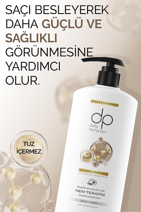 dp Daily Perfection Hindistan Cevizi Yağı Özlü Şampuan 800 ml - Kuru ve Yıpranmış Saçlar İçin Yoğun Nemlendirici, Onarıcı ve Elektriklenme Karşıtı Bakım