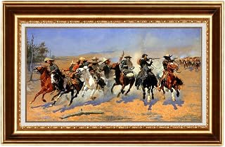 ELITEART-A Dash for the Timber By Frederic Remington Oil Painting Reproduction Giclee Wall Art Canvas Prints-Framed Size:37"x27"