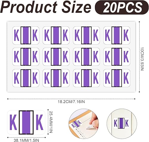 Miniatura 2 de 240 etiquetas para carpetas de archivos, etiquetas rectangulares de 1 x 1-12 pulgadas, etiquetas de índice del alfabeto, autoadhesivas, compatibles