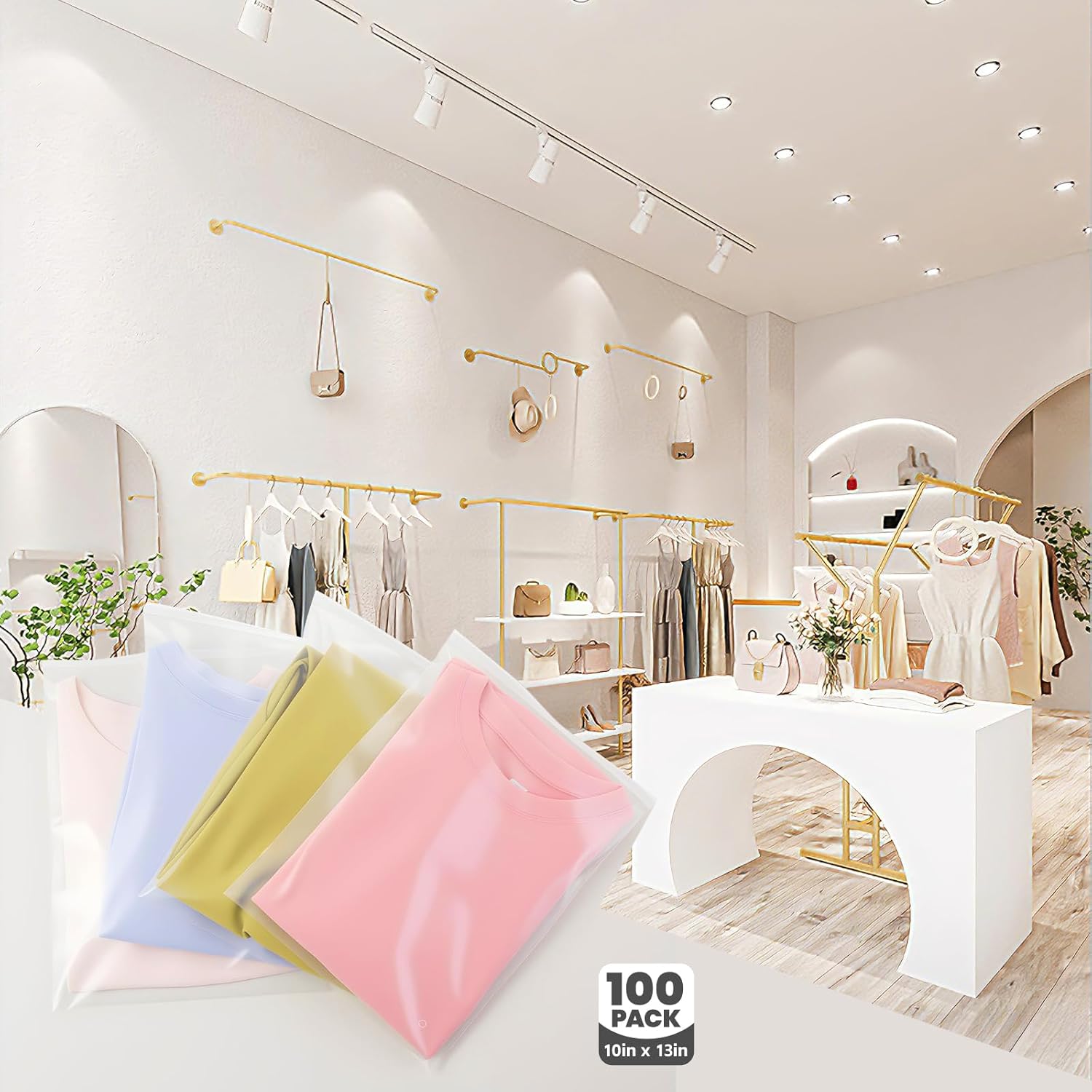 Clothes Packaging Bags for Shipping with Vent Holes, 100pcs 10x13 inch Clear Zipper Bags for Travel Storage or Small Businesses T-Shirt Bag for Clothing, Pants, Document, Sweaters, 3 Mil