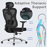 Chaise de bureau ergonomique Mesh, chaise de bureau avec support thoracique adaptatif, 3D Accoudoirs, coussin lombaire réglable & Appuie-tête réglable, chaise de jeu avec fonction Tilt