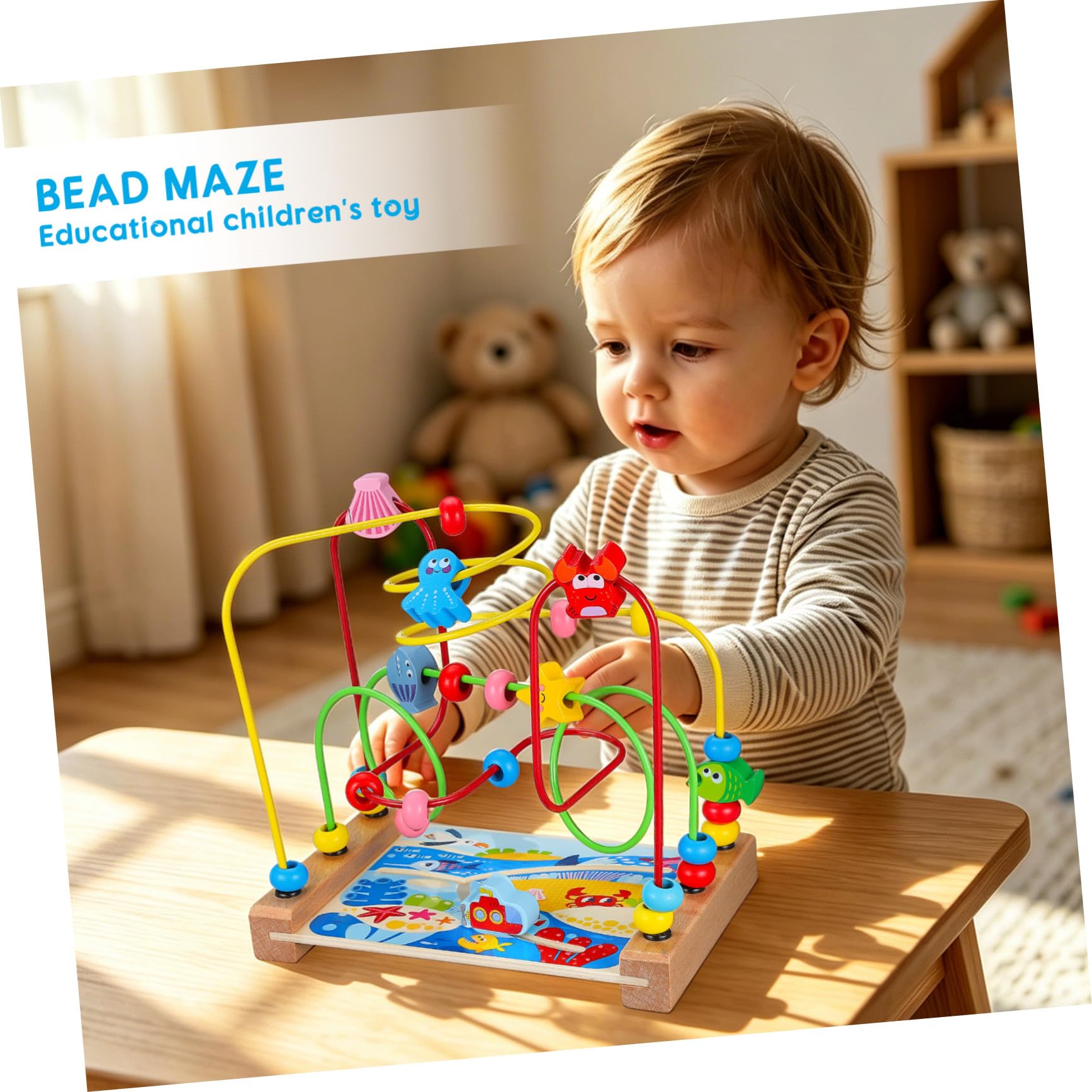 ORFOFE Giocattoli Montessori Bead Maze Roller in Legno per Bambini | Giocattoli Sensoriali, Giochi Interattivi per Festa di Compleanno e Back To School Party