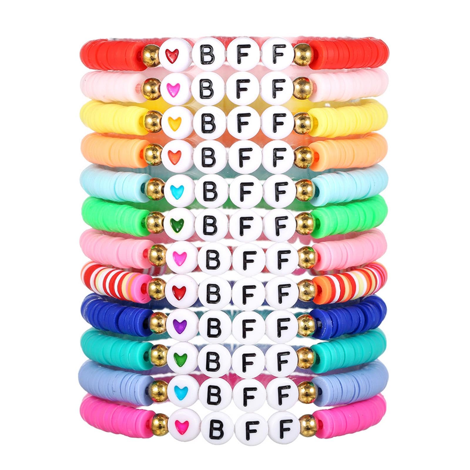TETING GINING 12 PCS Friendship BFF BESTIE Clay Bracelets Set for Women Jewelry