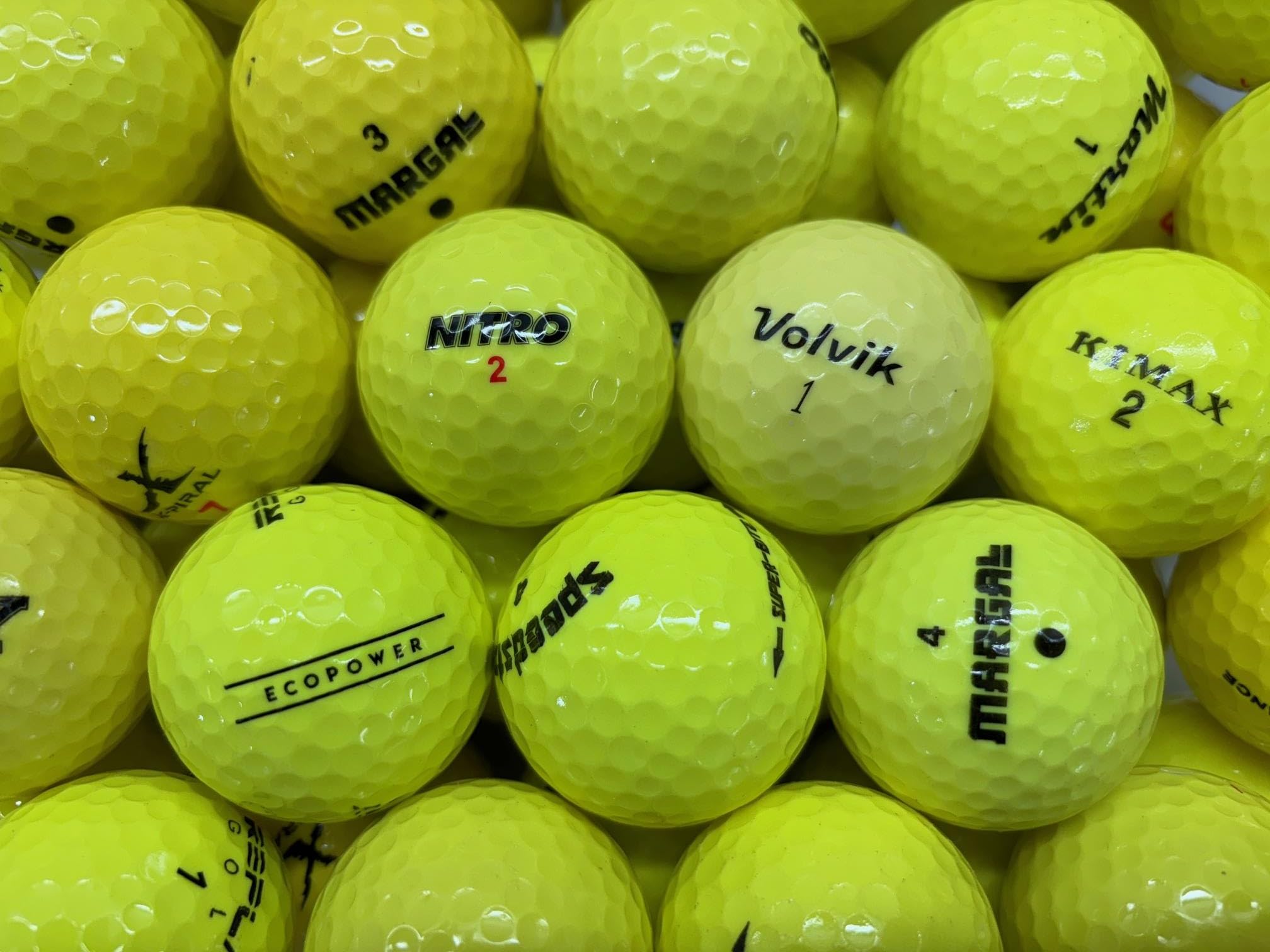 50 pelotas de golf amarillas – Pearl/Grade A Value Brand Mix (USED not new)