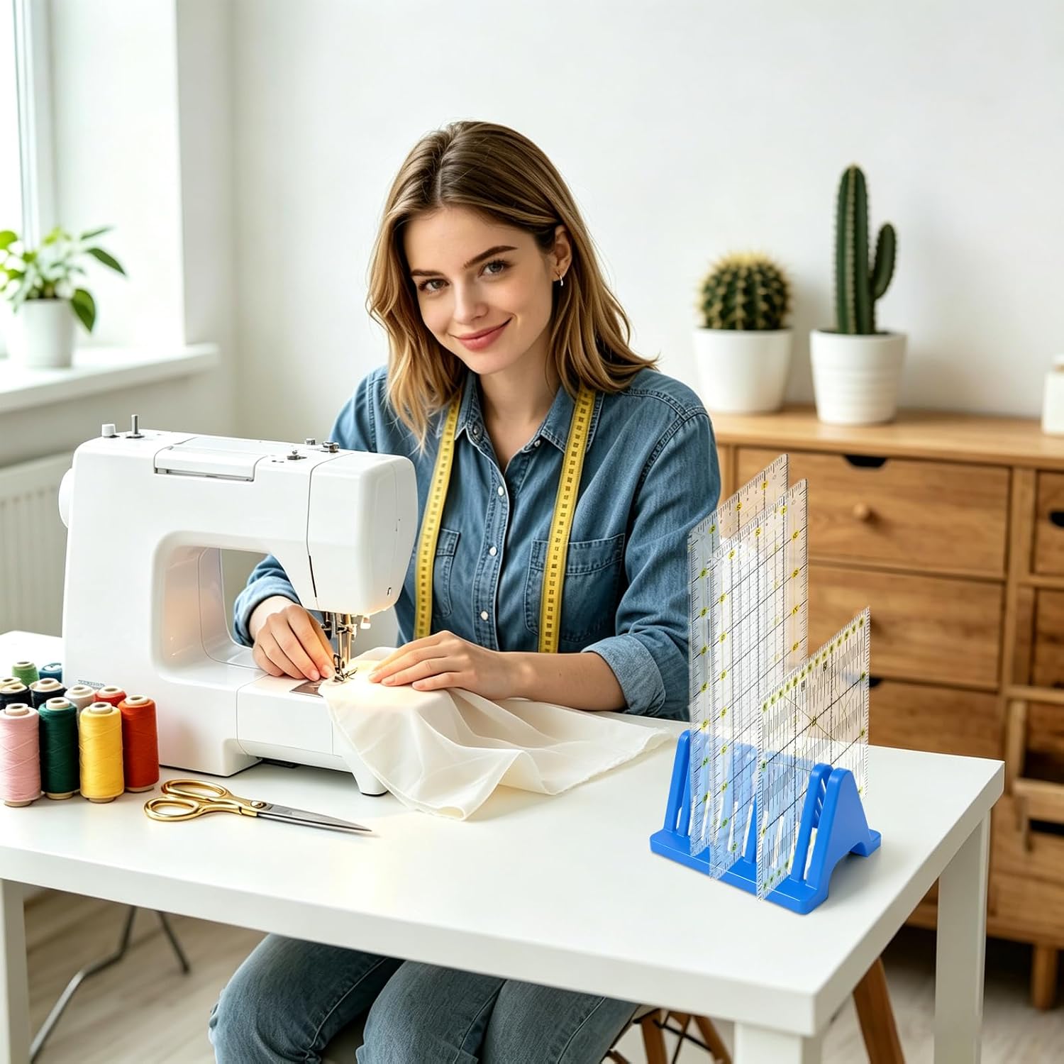 2Set 20 Slots Quilting Rulers Rack Storage, Quilting Ruler Holder Organizer,Desktop Sewing Ruler Holder for Quilting, Ideal for Home Office Desk Storage