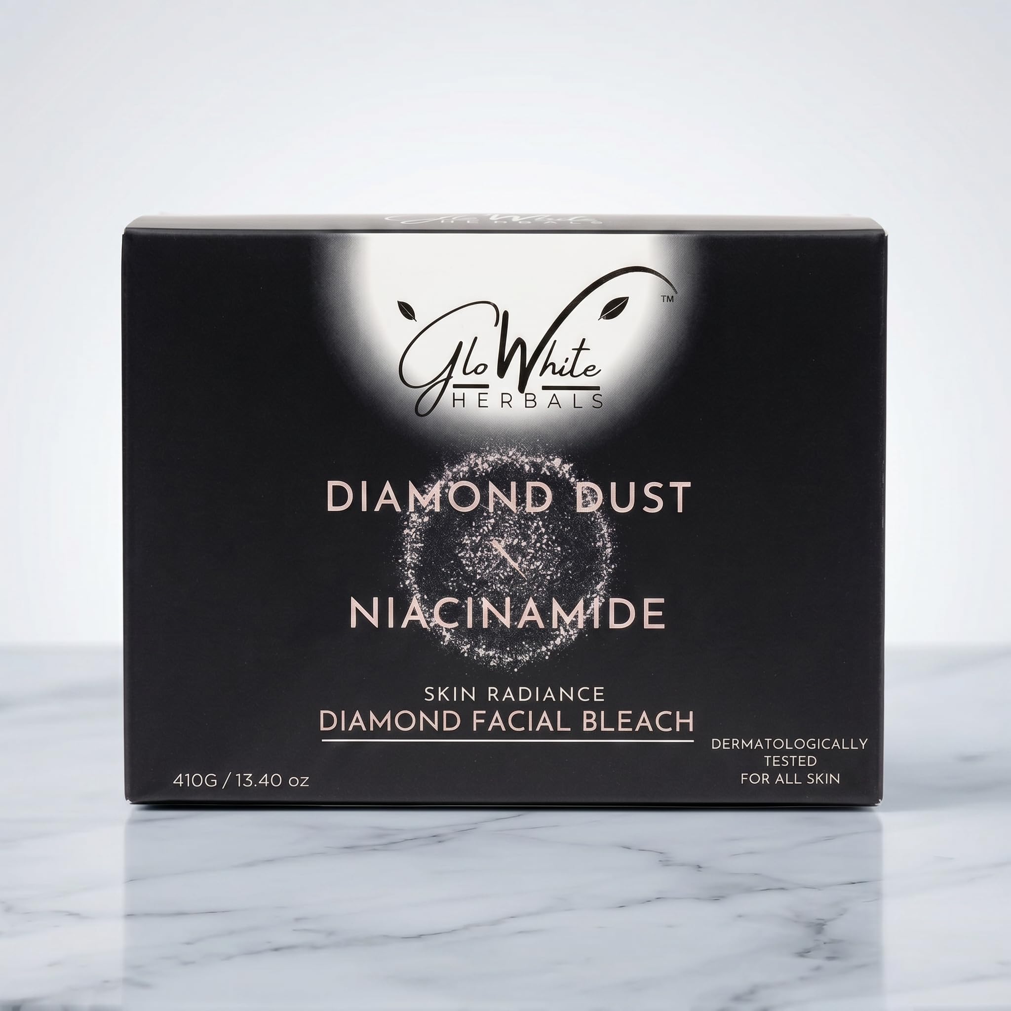 GloWhite Herbals Advance Diamond Bleach For Face | 1st Dermatologically Tested No-Itching Gentle Bleach For Women | Enriched With Diamond Dust & Niacinamide | With Pre Cream & Post Serum | 410g