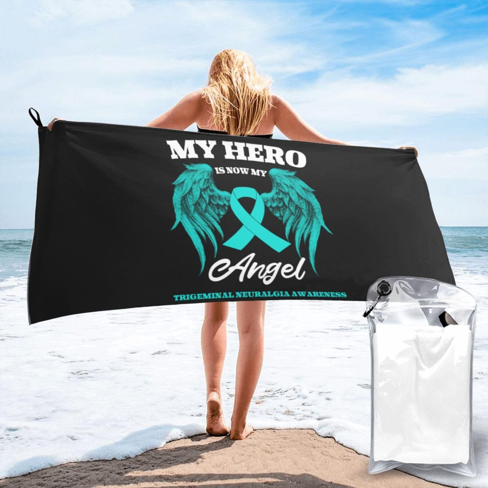 Toalla de playa concientización neuralgia del trigémino para apoyo solidario