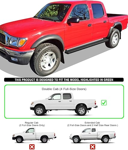 Miniatura 2 de APS Estribos negros de acero inoxidable de 5 pulgadas compatibles con Toyota Tacoma 2001-2004 doble cabina (escalones laterales de barras nerf)