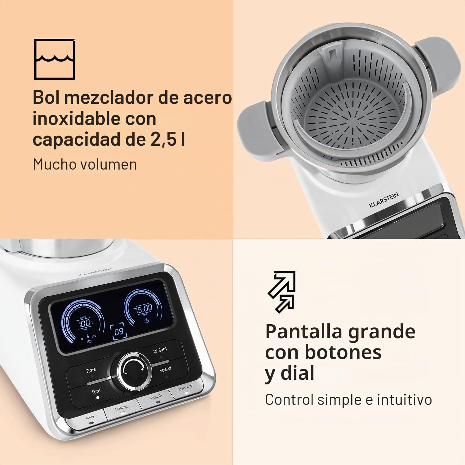 Klarstein GrandPrix & # x2022; Robot de cocina, color plateado