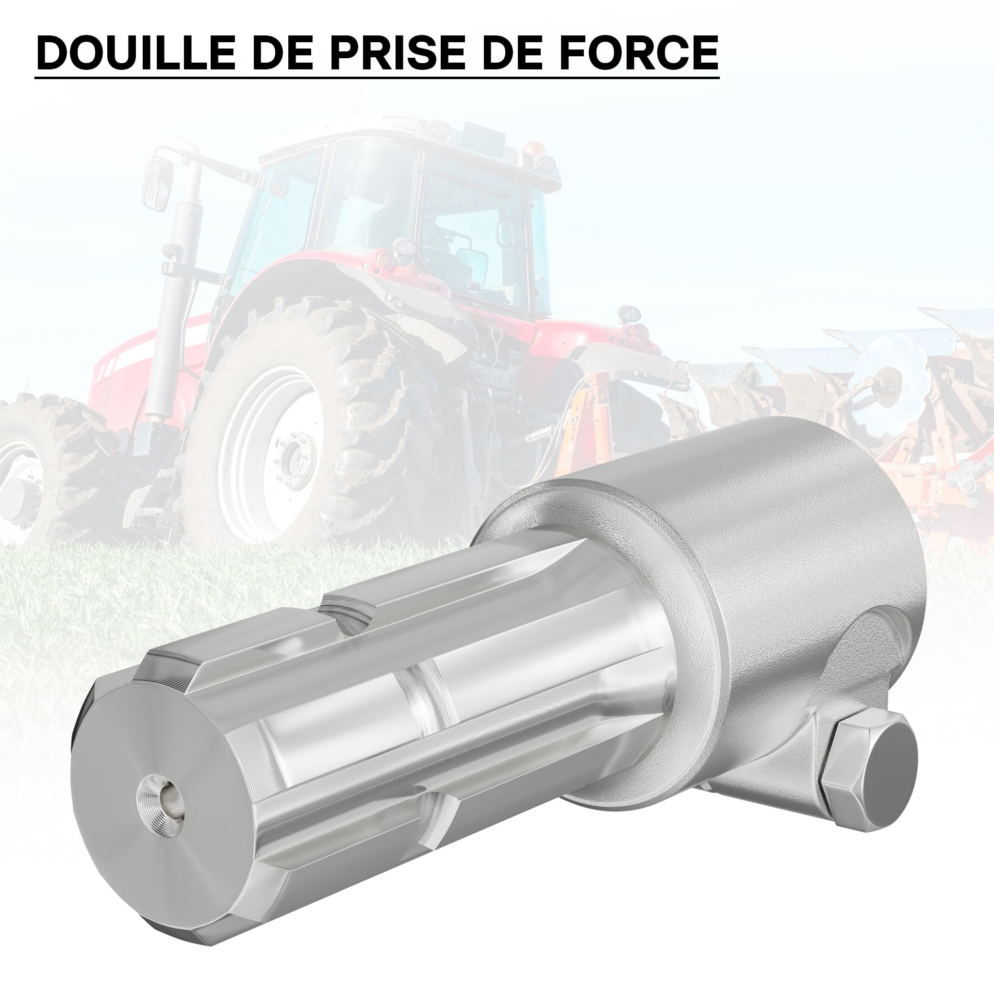WilTec Manchon de Prise de Force Cardan - Longueur 175 mm - Raccord logement 1 3/4" 20D - Raccord Sortie 1 3/4" 6D - Ø 46 mm/44,37 mm - Arbre cannelé de Tracteur