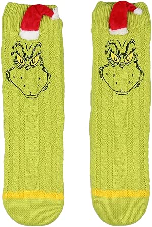 Bioworld Dr Seuss GRINCH Adult Sherpa Lined Grinch Face Santa Hat ...