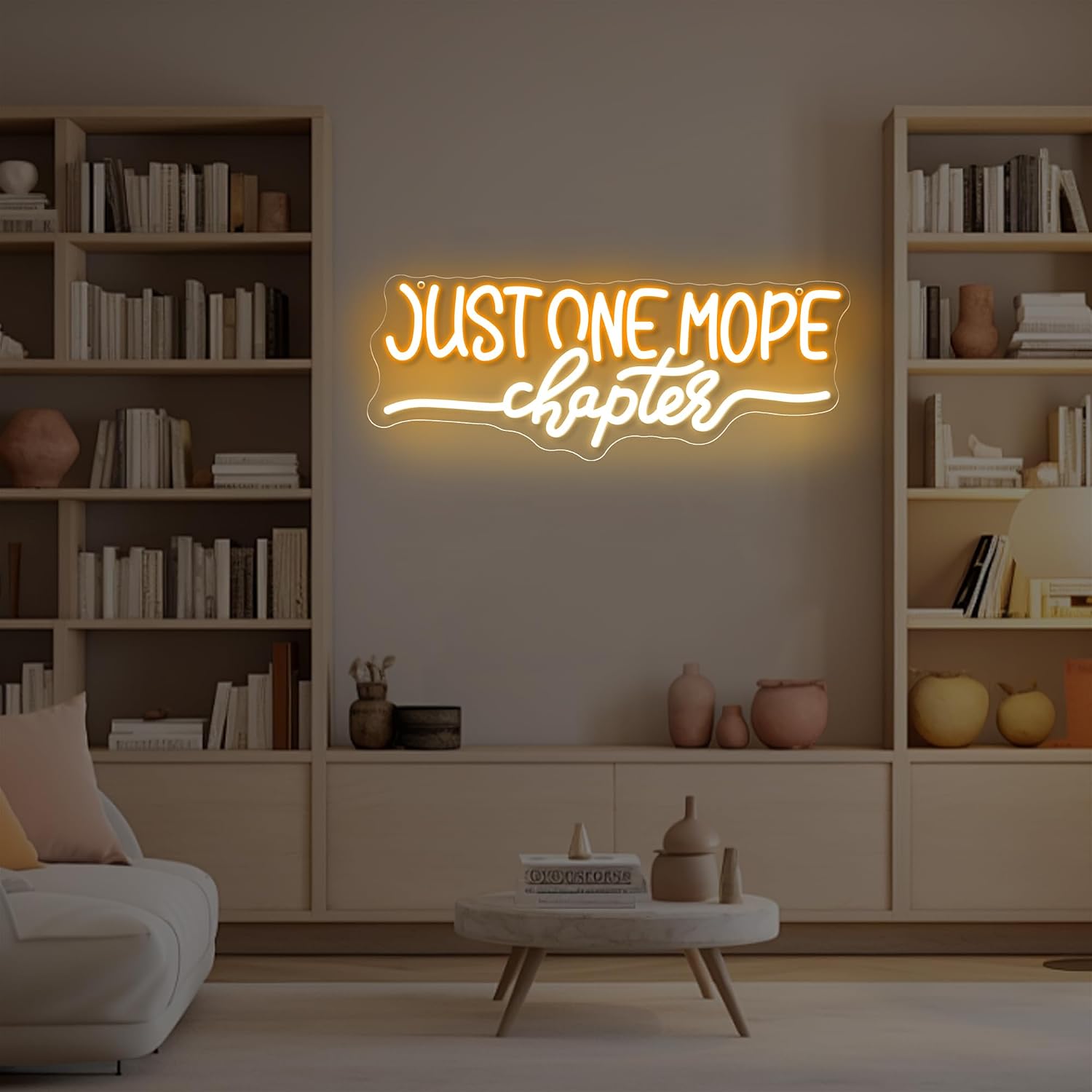 Just One More Chapter Neon Sign, Yellow & Warm Yellow LED Reading Wall Light, Book Lover Room Decor for Bedroom, Library, Reading Nook, Bookworm Wall Light 16.7" x 6.4"