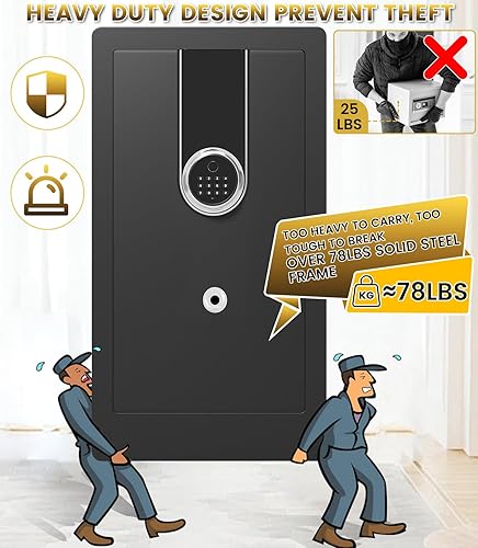 Miniatura 7 de Caja de seguridad biométrica resistente de 31.49 pulgadas de alto con bolsa impermeable ignífuga, gran almacenamiento de documentos con