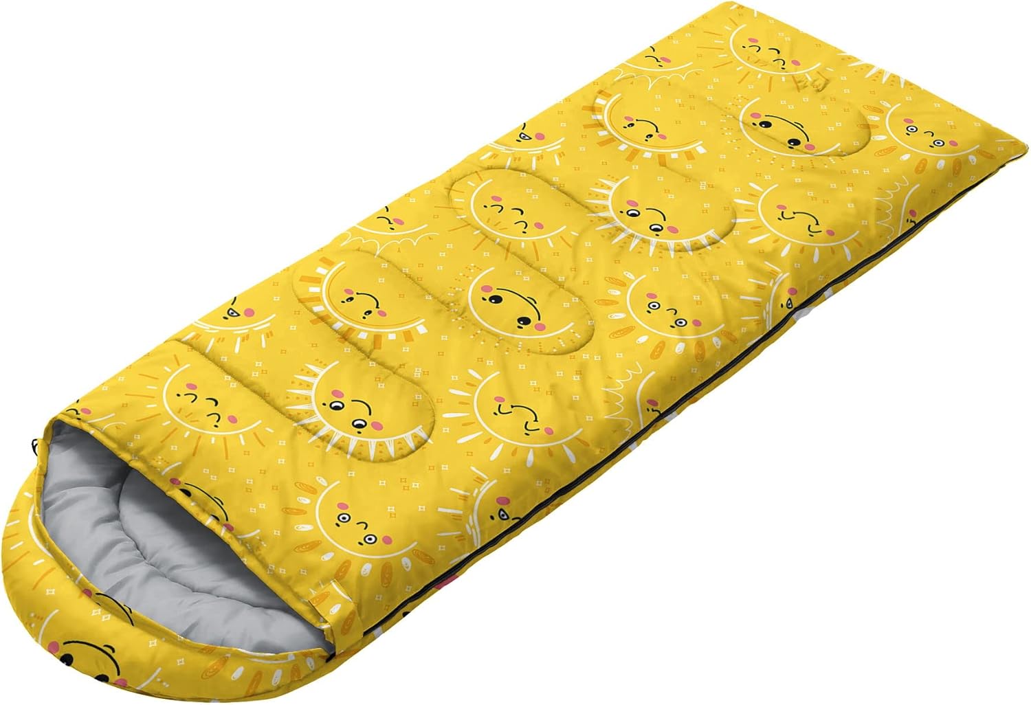 Kids Sleeping Bag for Boys Girls,Cartoon Sun Print-Lightweight Warm Portable Outdoor Indoor-Waterproof Cold Weather Resistant Sleeping Bag for Camping Hiking(Cartoon Sun)