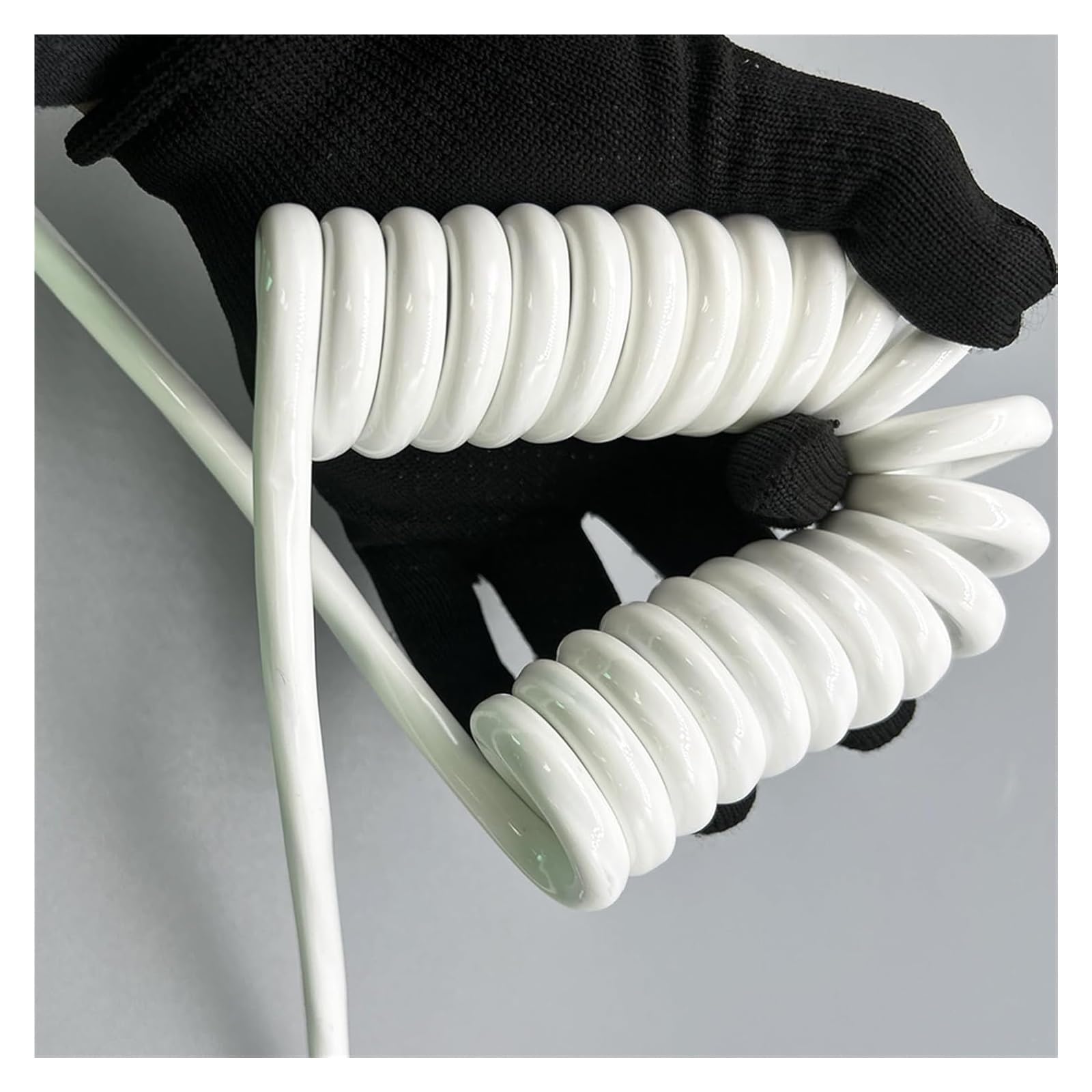 Sprężynowy kabel spiralny 3 rdzenie 1,5 mm2 drut sprężynowy w osłonie biały poliuretanowy kabel izolacyjny fala sprężynowa elastyczny czysta miedź przewód zasilający cewka(Stretch 5.0 Meters)