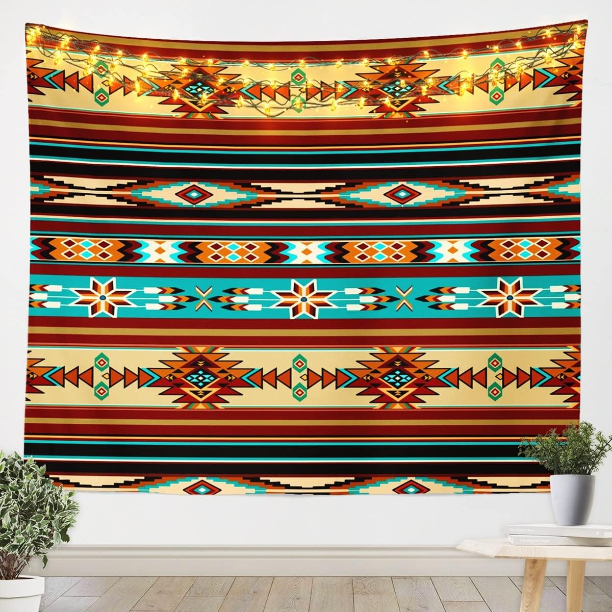 Feelyou Western Wall Hanging Boho Aztec Wall Tapestry Kids Boys Girls Cowboy Cowgirl Horse Dreamcatcher Tapestry Luxury Southwestern Tribal Mandala Art Decor for Bedroom Red Black Medium 59x59 image 5