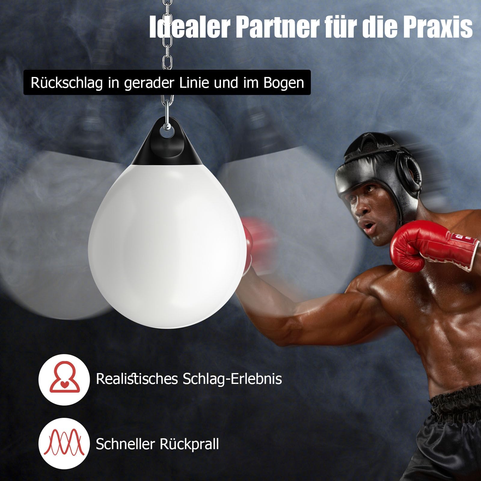 GYMAX Wasserboxsack Ø45cm, Boxing Punching Bag mit Wasser füllbar, hängendes Punchingsack, Schwerer Boxsack für Erwachsene & Jugend