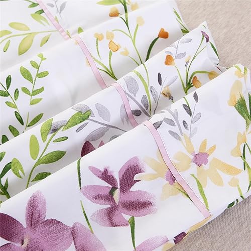 Miniatura 5 de URBONUR Juego de 2 fundas de almohada 100% algodón con estampado floral, fundas de almohada decorativas de tamaño estándar suaves, transpirables y