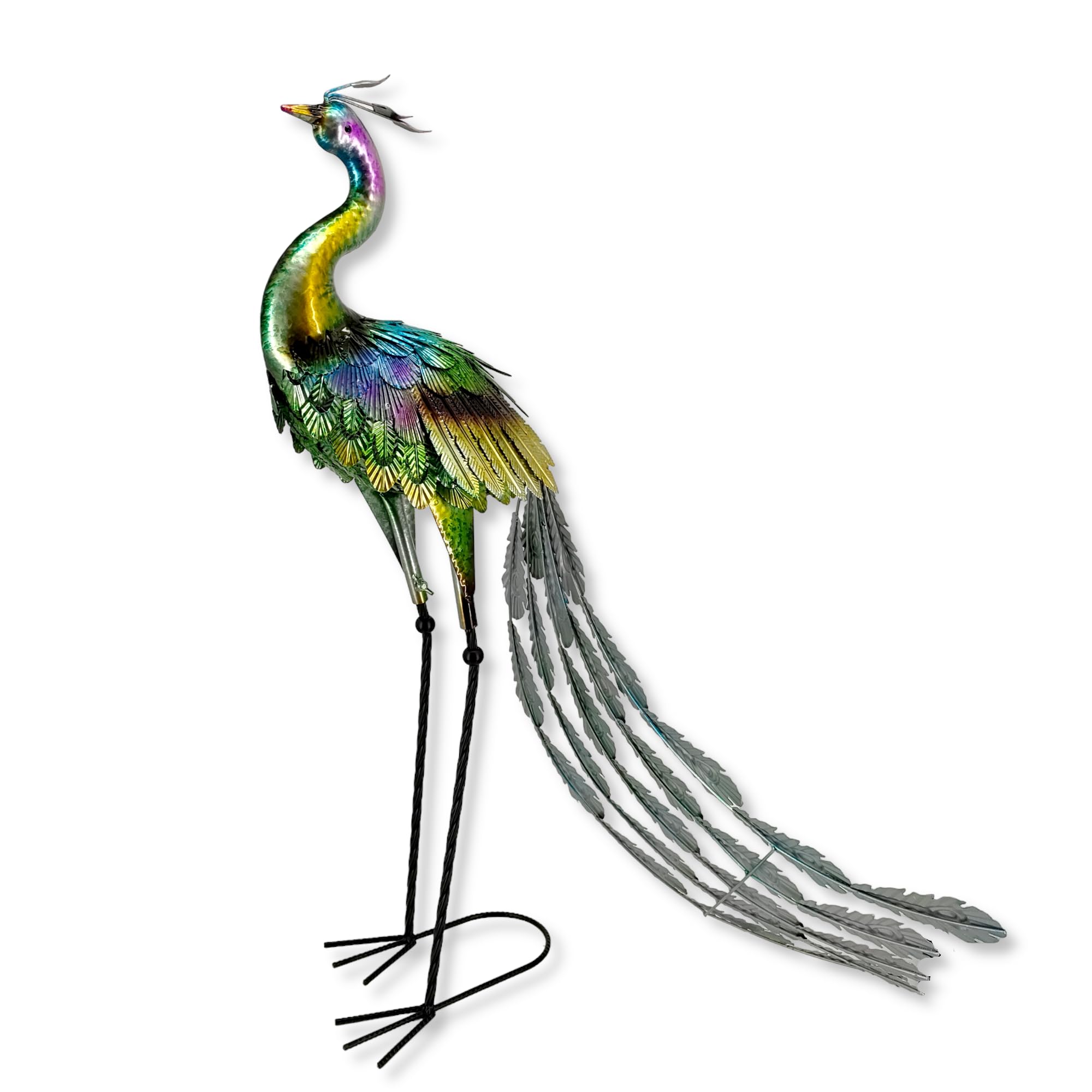 Metall Garten-Figur Pfau 85cm bunt Dekofigur groß Gartendeko Deko-Skulptur Tierfigur Vogel