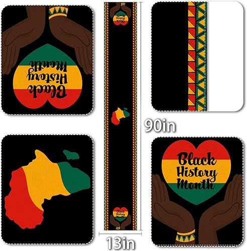 Miniatura 8 de Camino de mesa del mes de la historia negra, festival del patrimonio afroamericano de apoyo, igualdad, celebración social, vacaciones, comedor,