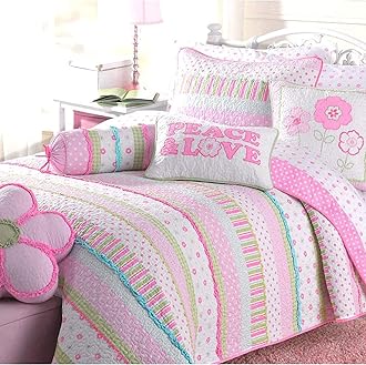 Greta Pastel Cotton 2-Piece Quilt Set (Twin Size) by Cozy Line Home Fashions