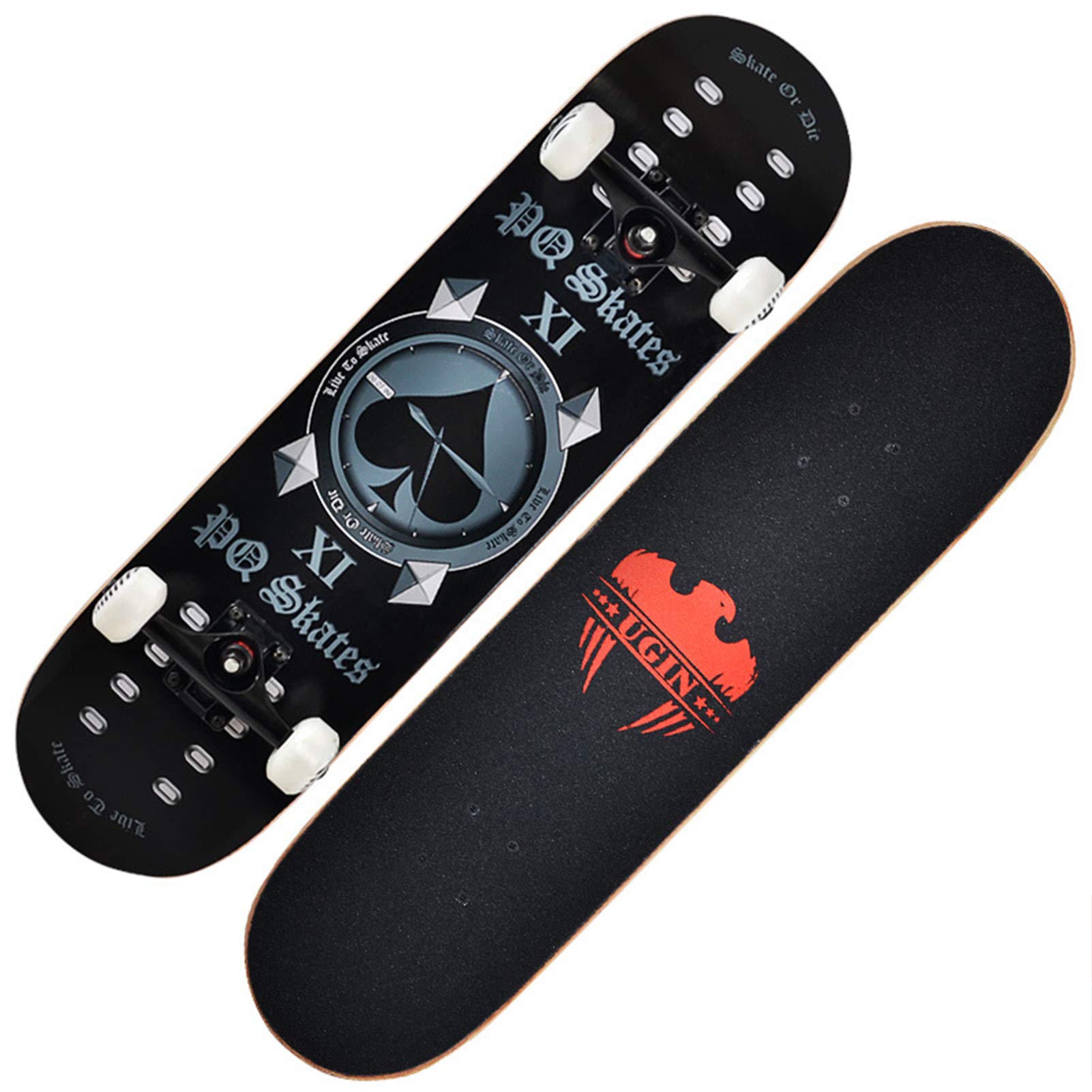 RajoNN Skateboard Completo per Principianti Adolescenti Bambini Ragazzi Ragazze 31"x 8" Skateboard con Ponte in Acero Cruiser PRO Skateboard Longboard Double Kick Skateboard per
