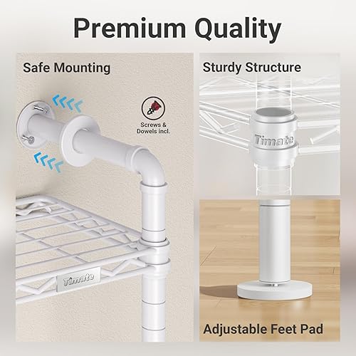 Miniatura 7 de Timate F3 Perchero resistente para colgar ropa, perchero industrial expandible montado en la pared, armario de almacenamiento ajustable, sistema de